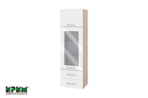 МФ Бяло гланц-05- 201 - с повдигаща врата, витрина и 2 чекмеджета -400/300/1320мм
